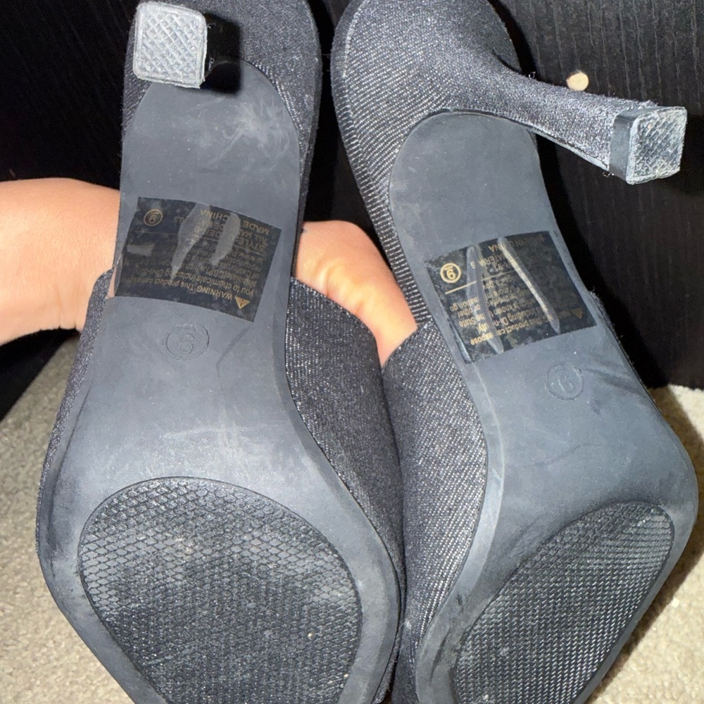 UniLady Black Lace-Up Mule Heels Pointed Toe Kitten Heel Size 9 - Picture 5 of 7